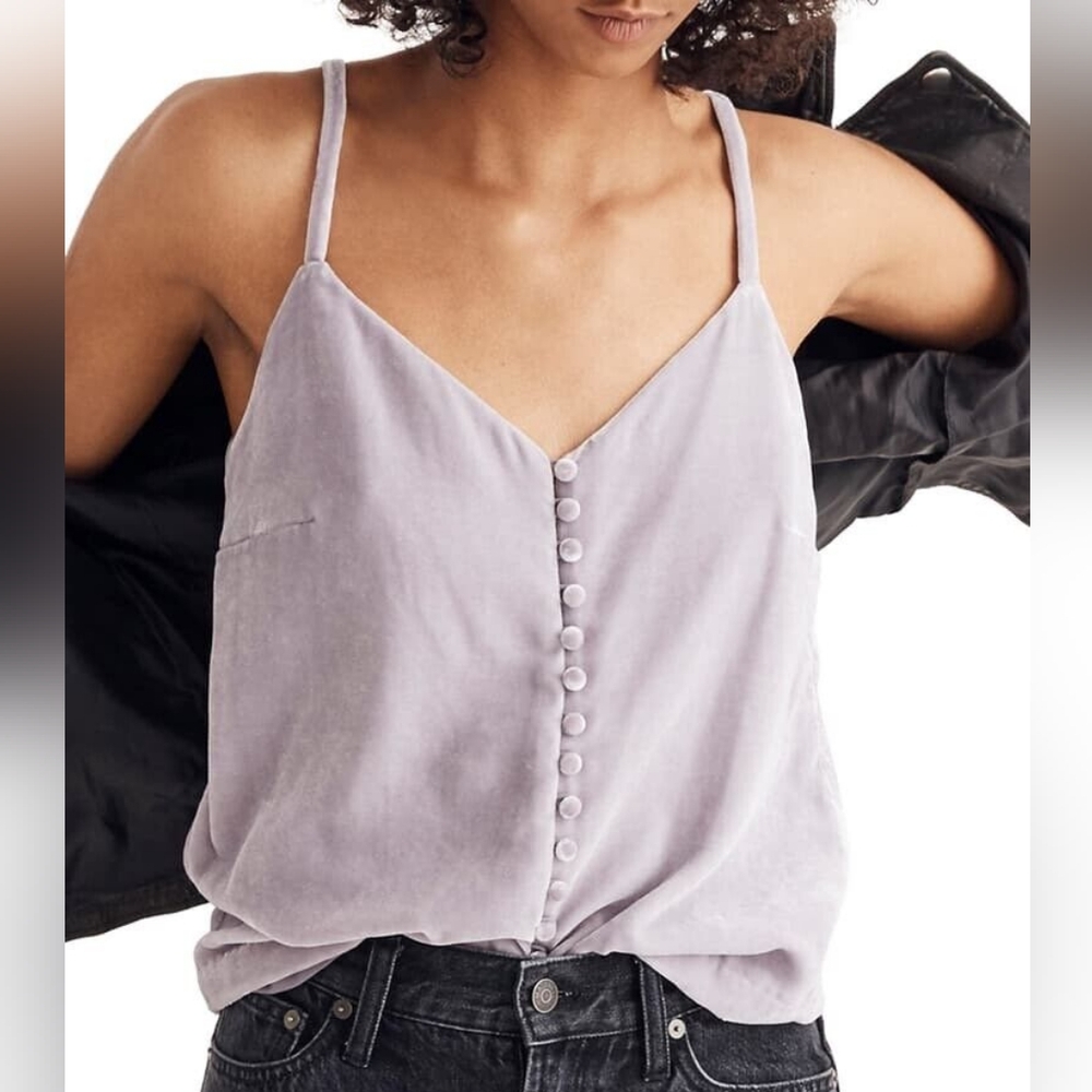 NWT Madewell Velvet Purple Button-Down Cami Size 8